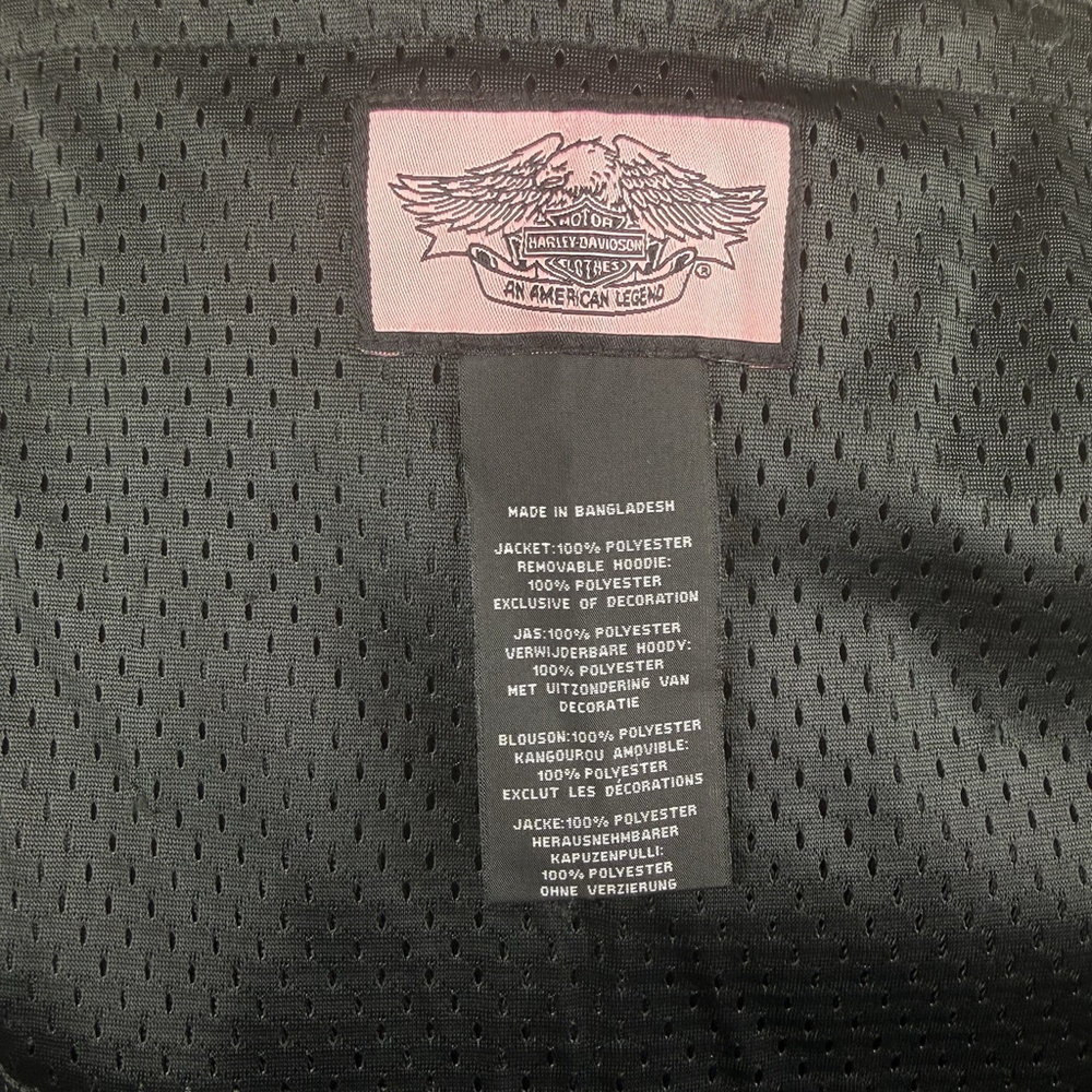 HARLEY Women's 1W Black Mesh Biker Jacket 3-in-1 Style Pink Jewels Plus 18/20 - Picture 11 of 13